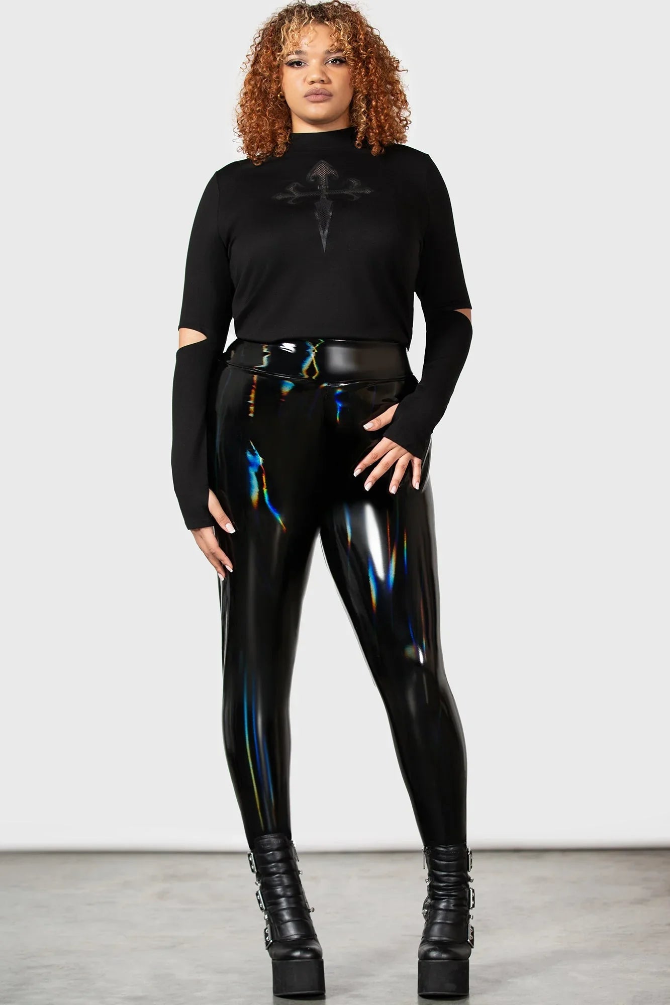 Killstar Darkwaves & Raves Hi-Shine PU Leggings - Size 10 Left Only!