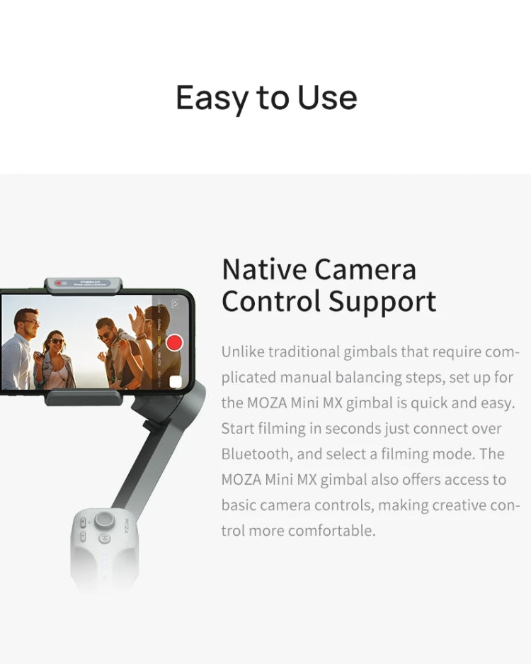 MOZA Mini MX 3 Axis Foldable Handheld Gimbal Stabilizer for Action Camera and Smart Phone, Mini MX