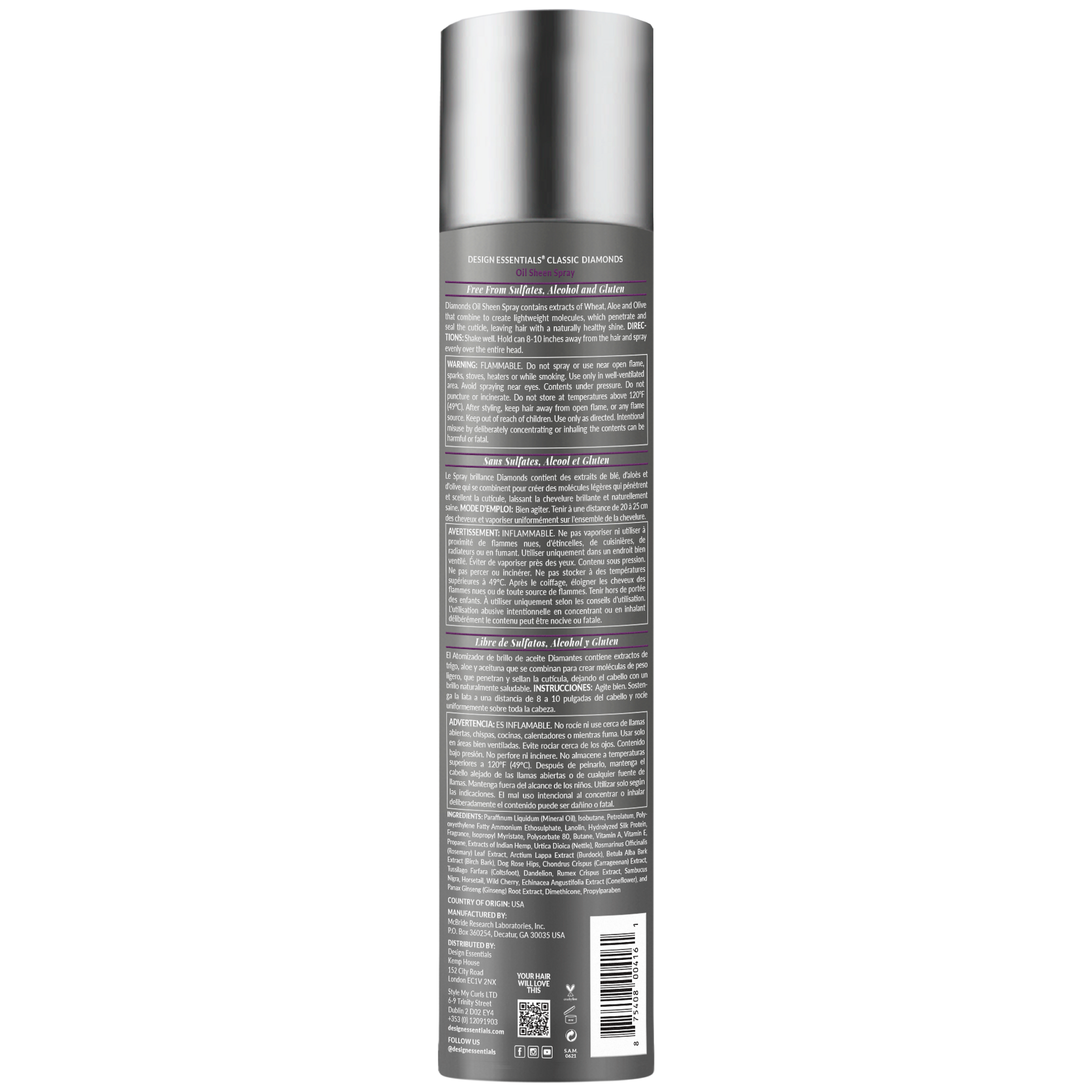 Design Essentials Diamonds Oil Sheen Spray Shine & Frizz Control 10oz