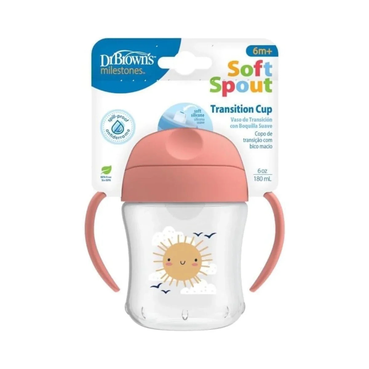 Dr. Brown's Soft Mouth Transition Cup 180ml - Pink