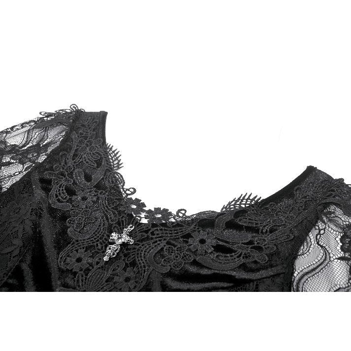 Dark in Love Anastasia Gothic Velvet & Lace Embroidered Dress