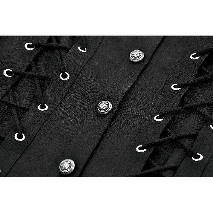 Dark in Love Ruptured Lace-Up Goth Shirt - D-Ring Hardware & Handkerchief Hem