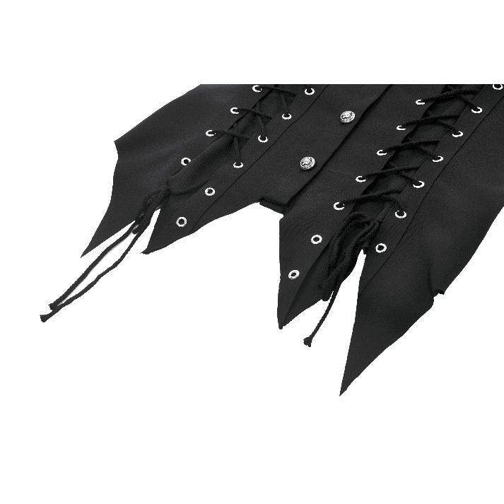 Dark in Love Ruptured Lace-Up Goth Shirt - D-Ring Hardware & Handkerchief Hem
