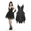 Dark in Love Zemira Goth Dress - 3D Floral Plunge Lace-Up Batwing Bust