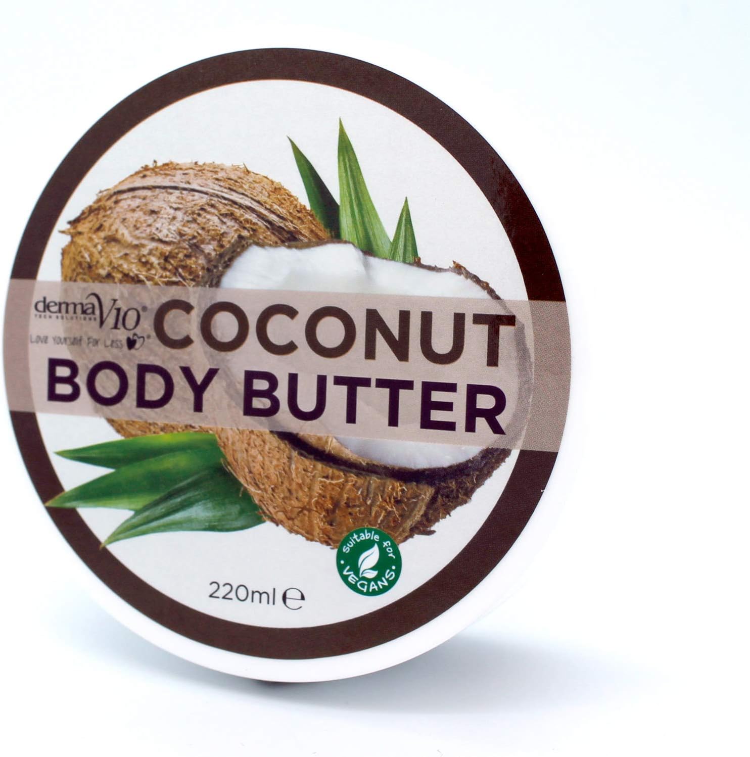 Derma v10 Innovations Coconut Body Butter Intensely Hydrating & Nourishing for Dry Skin 220ml / 7.44 oz