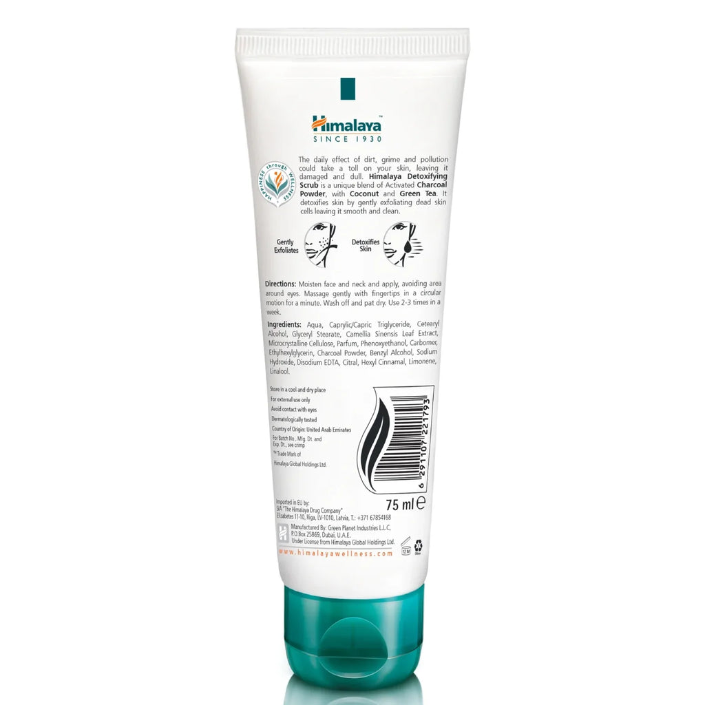 Himalaya Detoxifying Charcoal Scrub: Deep Cleansing & Purifying Face Cleanser for All Skin Types 75 ml / 2.54 oz