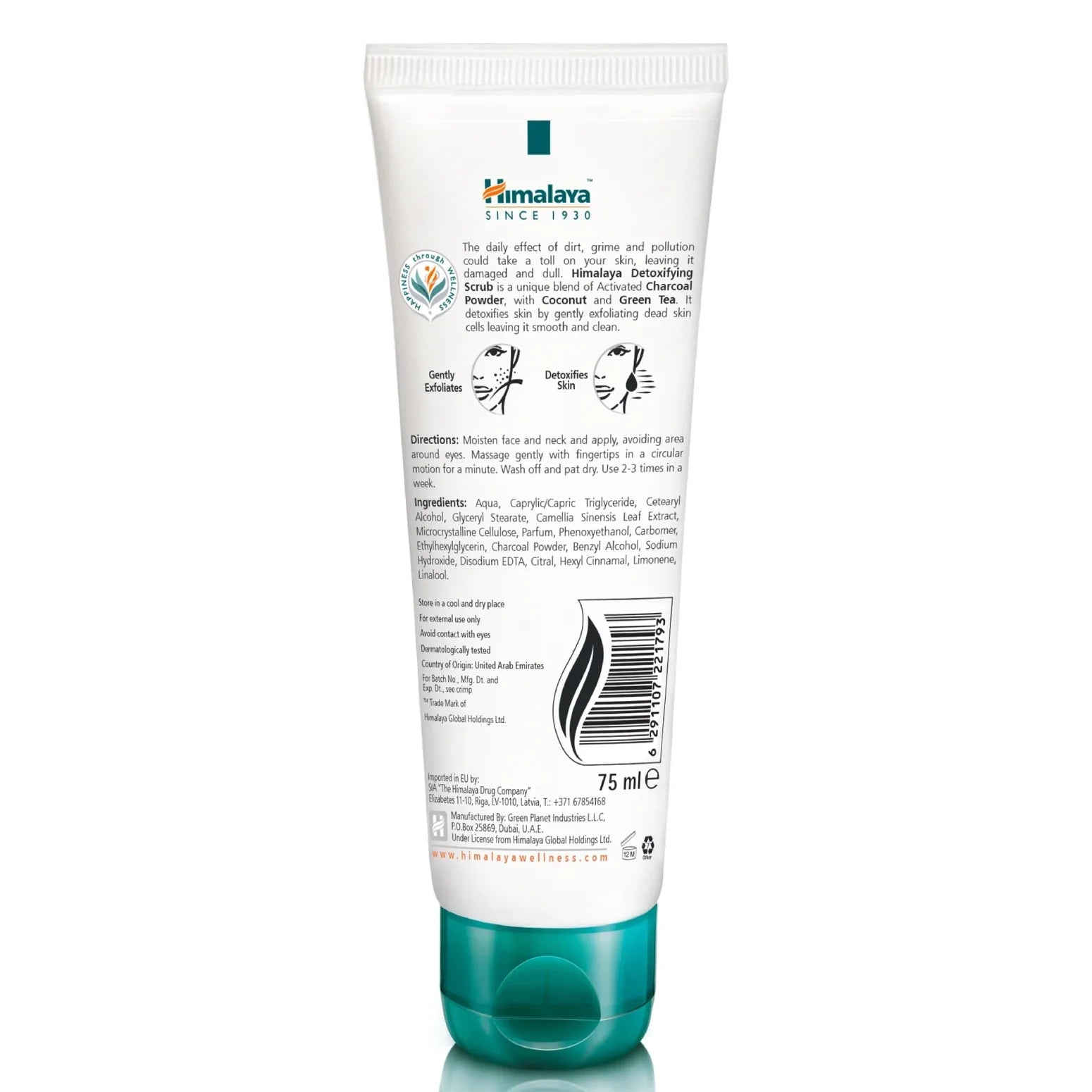 Himalaya Detoxifying Charcoal Scrub: Deep Cleansing & Purifying Face Cleanser for All Skin Types 75 ml / 2.54 oz