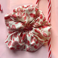 Cool large cream and red minimalist acorn leaf festive plant Christmas scrunchie