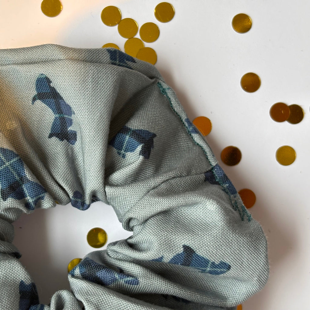 Handmade large Blue Scottie Dog scrunchie