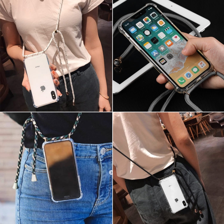 Four-Corner Anti-Fall Trasparent TPU Mobile Phone Case With Lanyard for iPhone, For iPhone 11