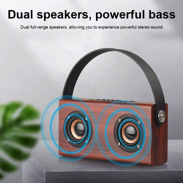 D10 Bluetooth 4.2 Portable Wooden Handheld Bluetooth Speaker, D10(Red Wood Texture)