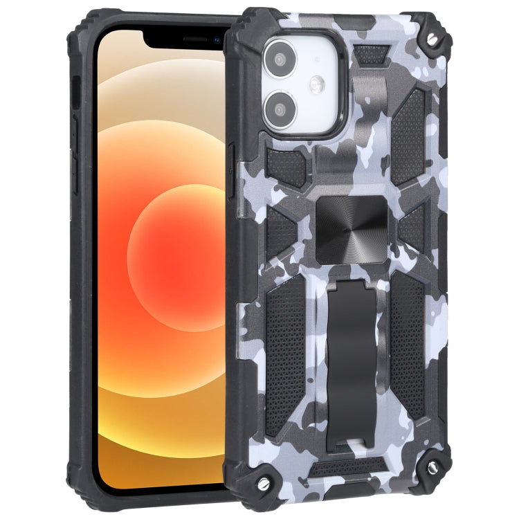Camouflage Armor Shockproof TPU + PC Magnetic Protective Case with Holder, For iPhone 12 / 12 Pro, For iPhone 12 Pro Max