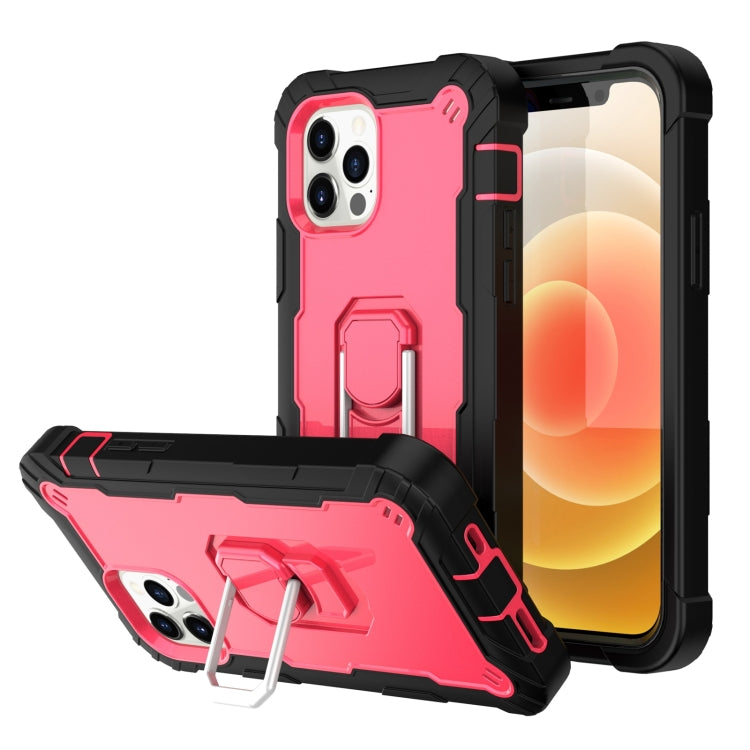 PC + Rubber 3-layers Shockproof Protective Case with Rotating Holder, For iPhone 12 Pro Max