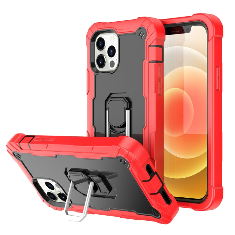 PC + Rubber 3-layers Shockproof Protective Case with Rotating Holder, For iPhone 12 Pro Max