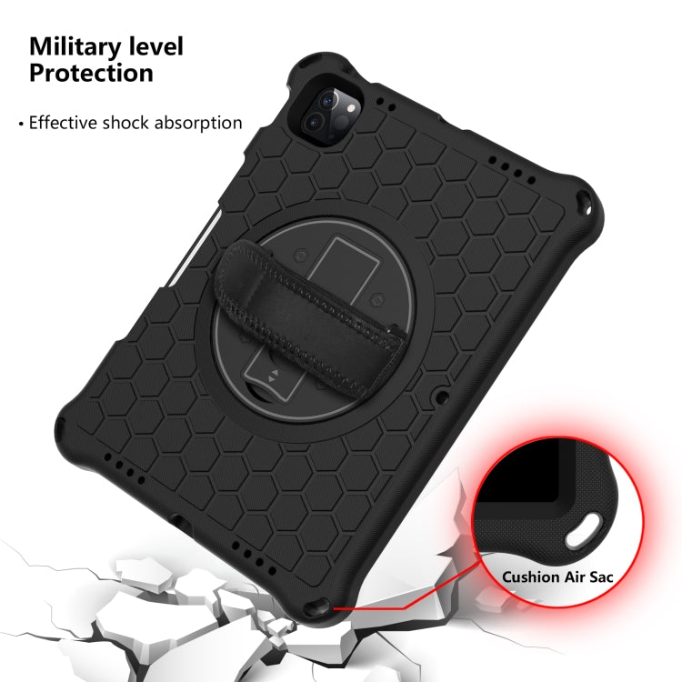 360 Degree Rotation Honeycomb Shockproof Silicone PC Protective Case with Holder & Shoulder Strap & Hand Strap, For iPad Pro 11 (2021) / (2020) / (2018)