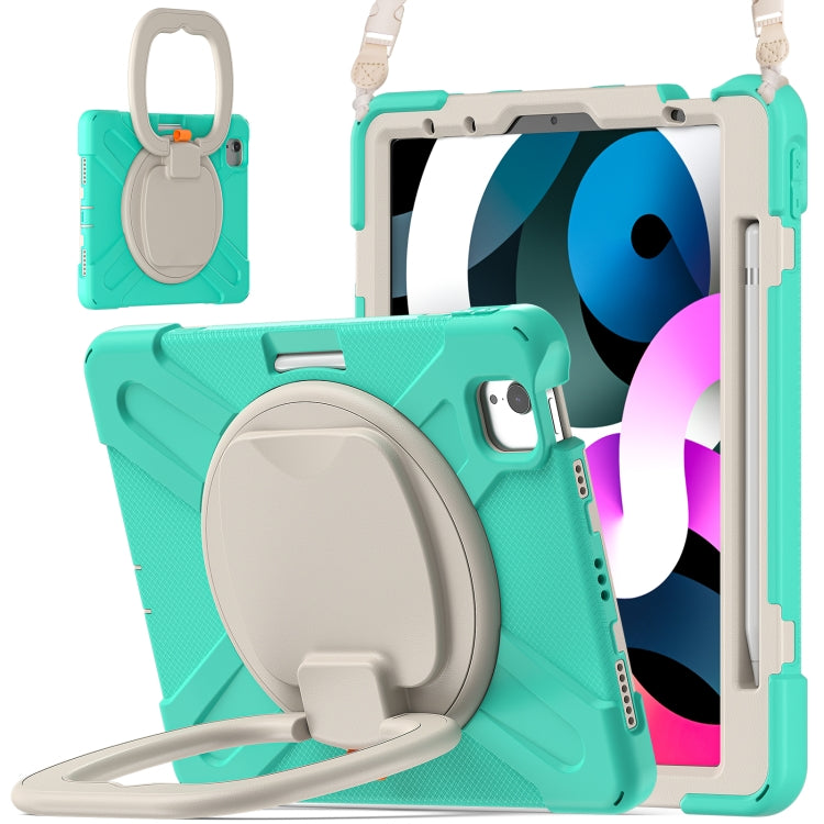 Silicone + PC Protective Case with Holder & Shoulder Strap, For iPad Air 2022 / 2020 10.9