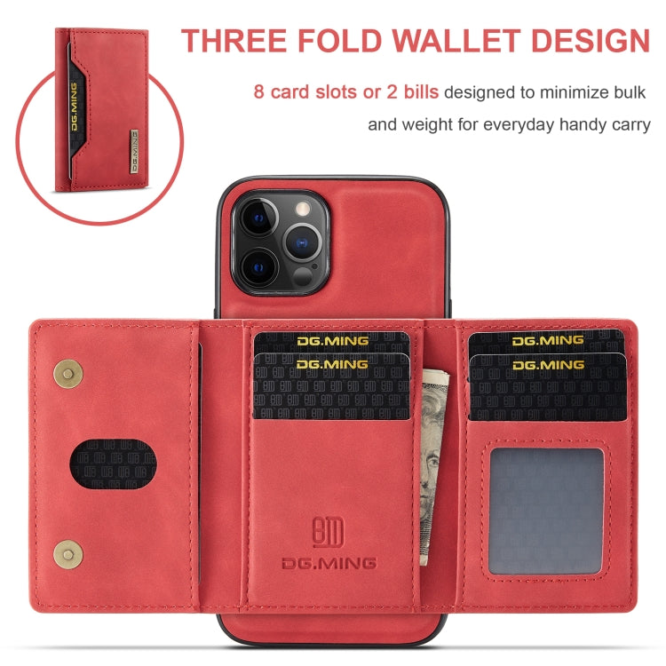 DG.MING M2 Series 3-Fold Multi Card Bag + Magnetic Back Cover Shockproof Case with Wallet & Holder Function, For iPhone 12 / 12 Pro, For iPhone 12 Pro Max