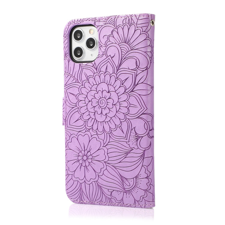 Skin Feel Embossed Sunflower Horizontal Flip Leather Case with Holder & Card Slots & Wallet & Lanyard, For iPhone 11 Pro Max, For iPhone 11 Pro, For iPhone 11, For iPhone XR
