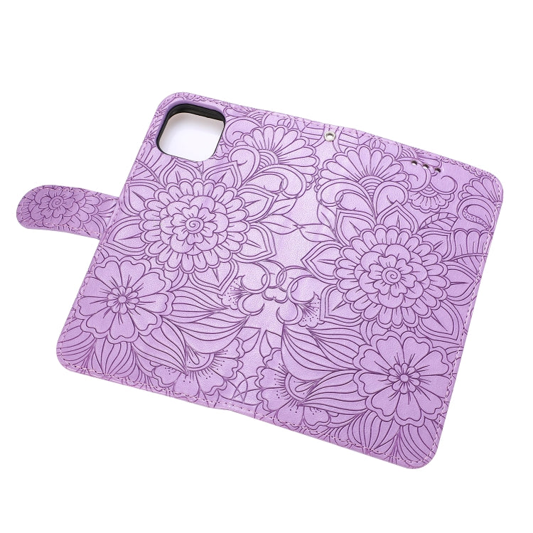 Skin Feel Embossed Sunflower Horizontal Flip Leather Case with Holder & Card Slots & Wallet & Lanyard, For iPhone 11 Pro Max, For iPhone 11 Pro, For iPhone 11, For iPhone XR