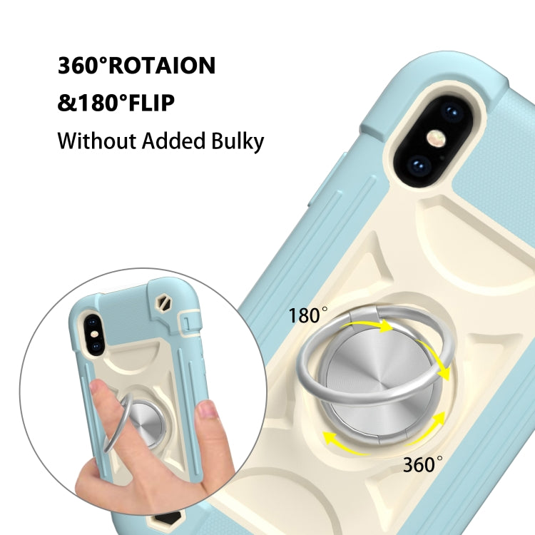 Shockproof Silicone + PC Protective Case with Dual-Ring Holder, For iPhone X / XS, For iPhone XR
