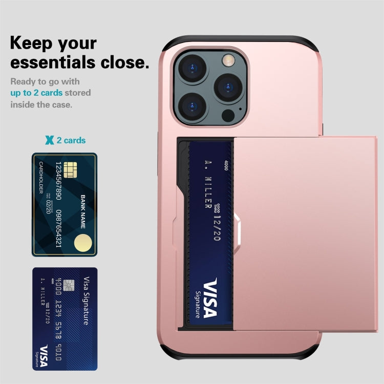 Shockproof Armor Protective Case with Slide Card Slot, For iPhone 13 mini, For iPhone 13