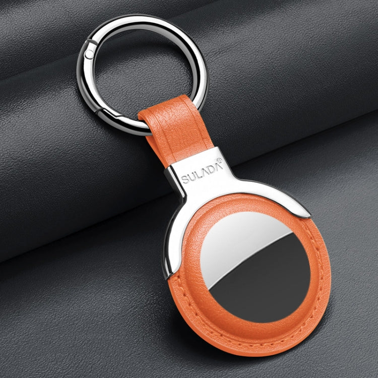 SULADA Leather Protective Cover Case with Switchable Keychain Ring For AirTag 2nd Gen / AirTag 1st Gen
