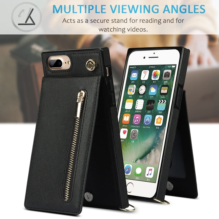 Cross-body Zipper Square TPU+PU Back Cover Case with Holder & Card Slots & Wallet & Strap, For iPhone 8 Plus / 7 Plus, For iPhone 11, For iPhone 11 Pro, For iPhone 11 Pro Max