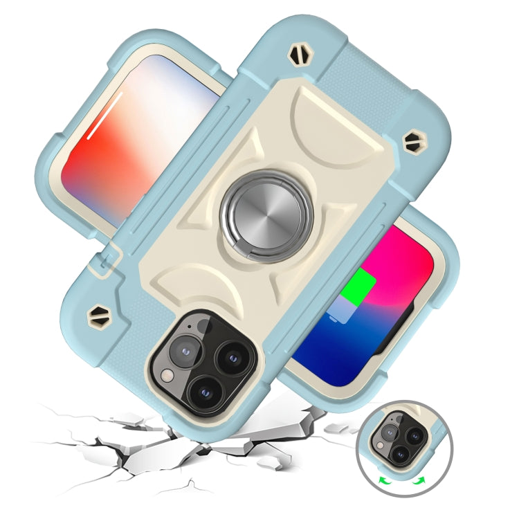 Shockproof Silicone + PC Protective Case with Dual-Ring Holder, For iPhone 13 mini, For iPhone 13