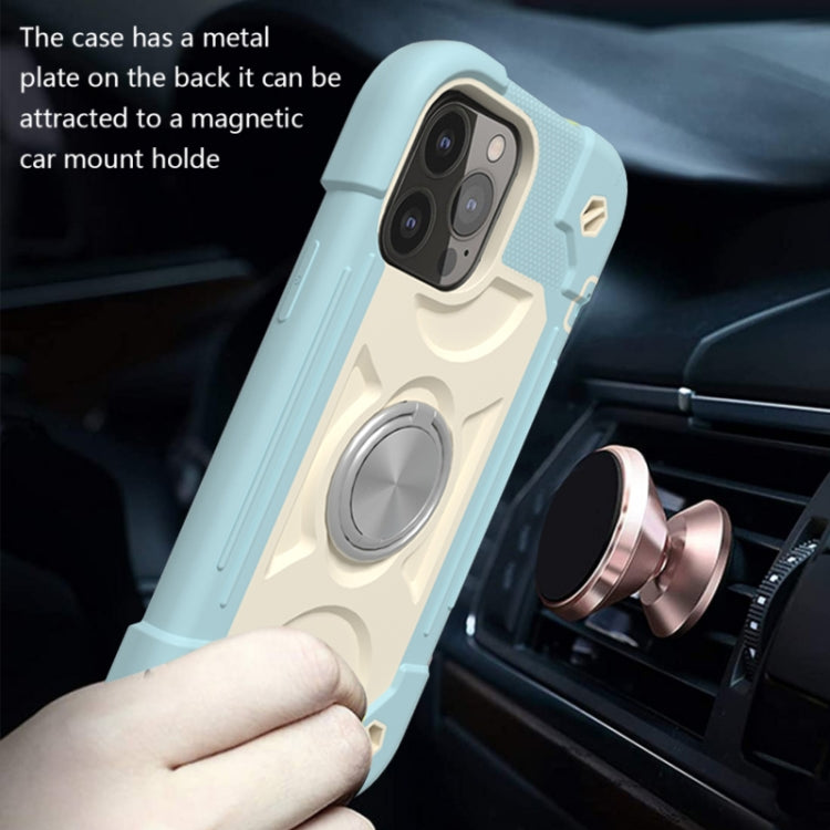 Shockproof Silicone + PC Protective Case with Dual-Ring Holder, For iPhone 13 mini, For iPhone 13