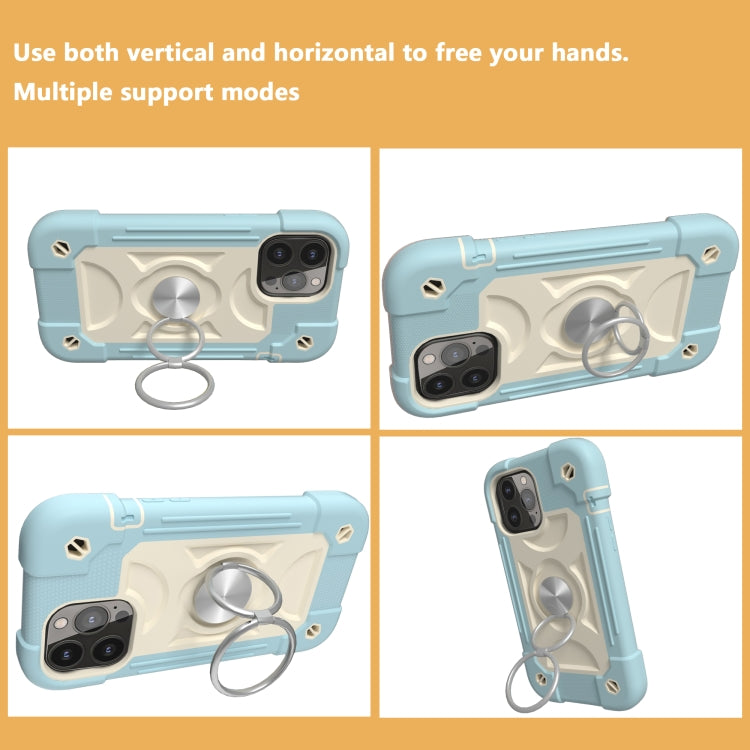 Shockproof Silicone + PC Protective Case with Dual-Ring Holder, For iPhone 13 mini, For iPhone 13