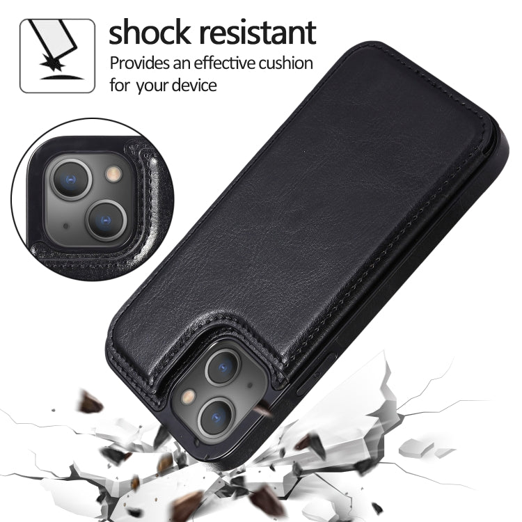 Double Buckle Shockproof PU Protective Case with Card Slots & Holder, For iPhone 13, For  iPhone 13 Mini, For iPhone 13 Pro