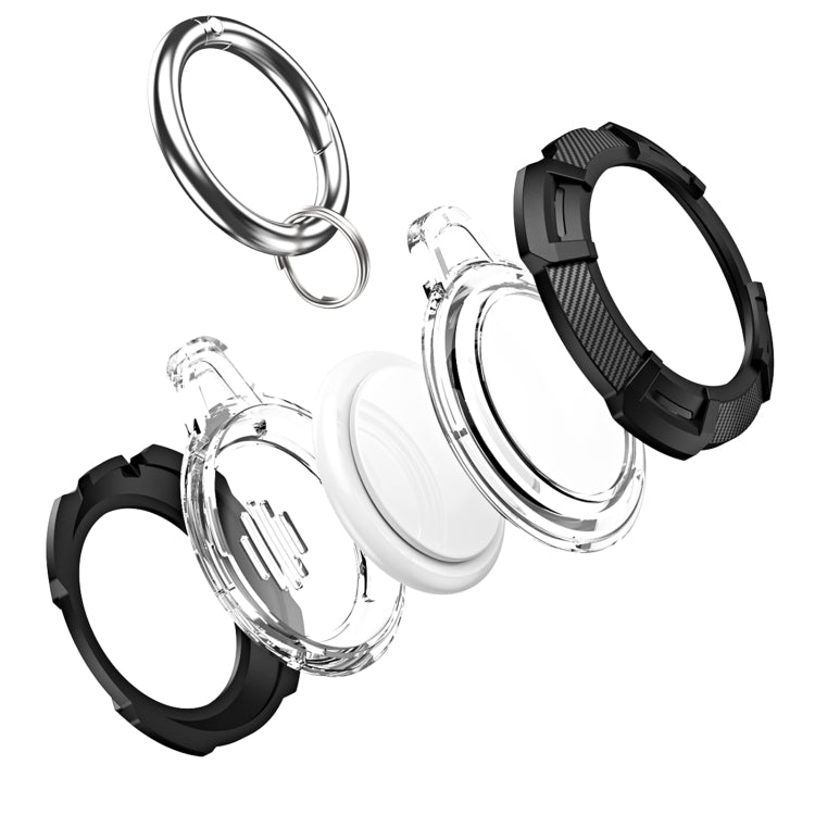 2 in 1 Rugged Anti-scratch Shockproof Carbon Fiber PC Protective Cover Case with Keychain Hook Loop, For AirTag