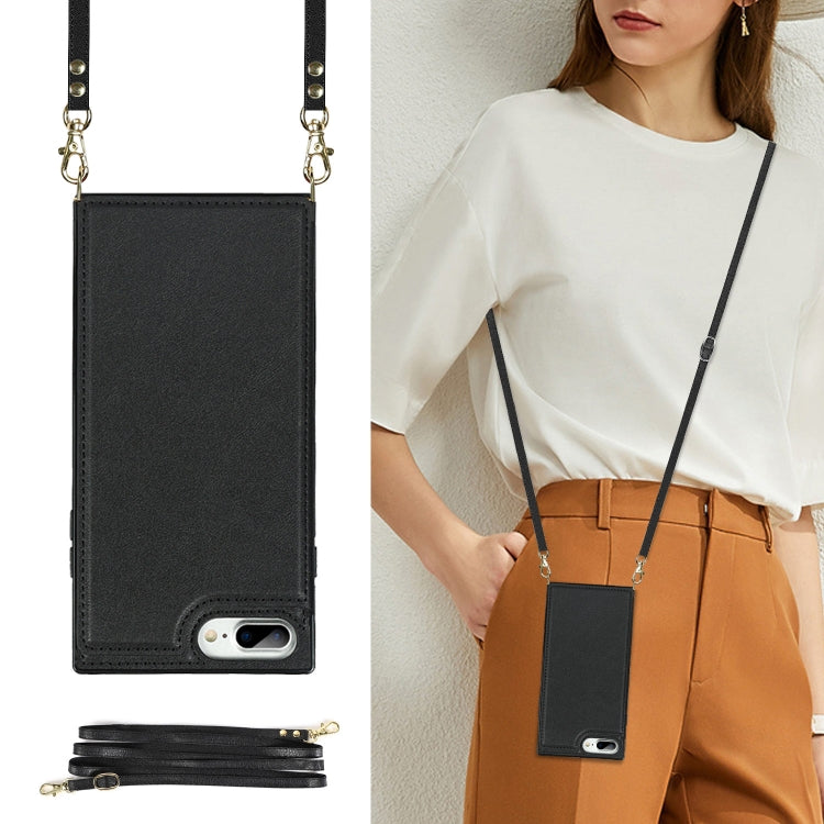 Cross-body Square Double Buckle Flip Card Bag TPU+PU Case with Card Slots & Wallet & Photo & Strap, For iPhone 8 Plus / 7 Plus, For iPhone SE 2022 / SE 2020 / 8 / 7, For iPhone 11, For iPhone 11 Pro