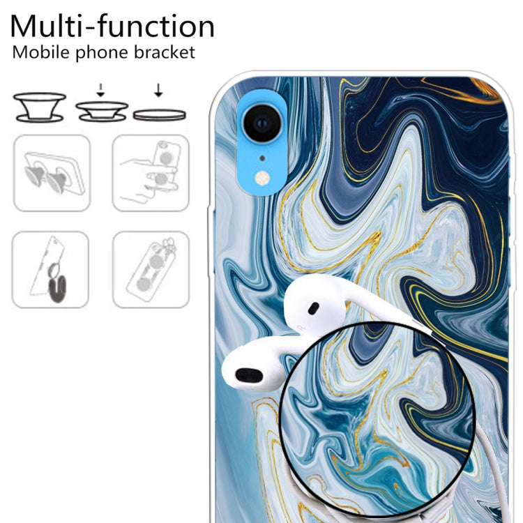 Embossed Varnished Marble TPU Protective Case with Holder, For iPhone XR