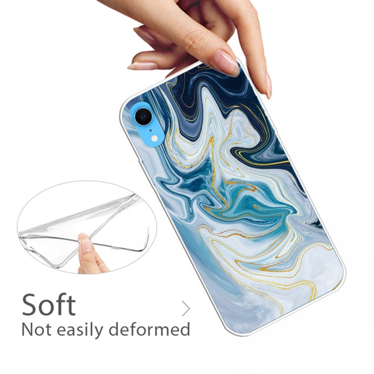 Embossed Varnished Marble TPU Protective Case with Holder, For iPhone XR