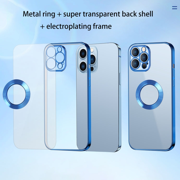 9D Electroplated Edge Metal Ring Clear PC + TPU Shockproof Case, For iPhone 13, For iPhone 13 Pro, For iPhone 13 Pro Max, For iPhone 12