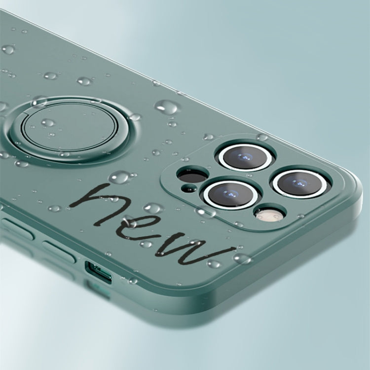 All-inclusive Liquid Silicone Phone Protective Case with Ring Holder & Lanyard, For iPhone 13 mini