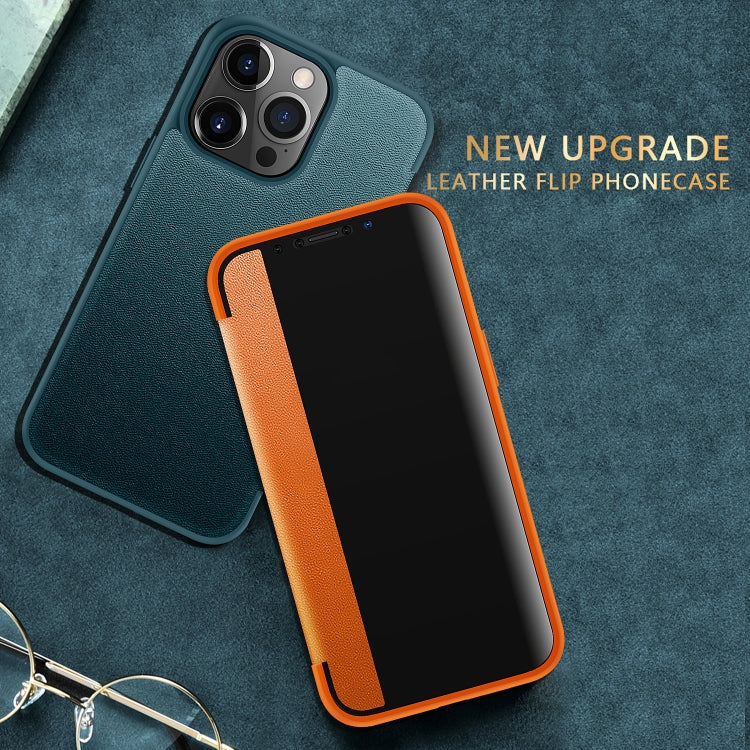 Magnetic Side Window View Shockproof Horizontal Flip Leather Case, For iPhone 13 Pro Max