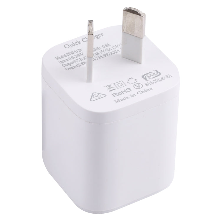 20WACB 20W QC3.0 + PD Quick Charger, AU Plug, EU Plug, US Plug