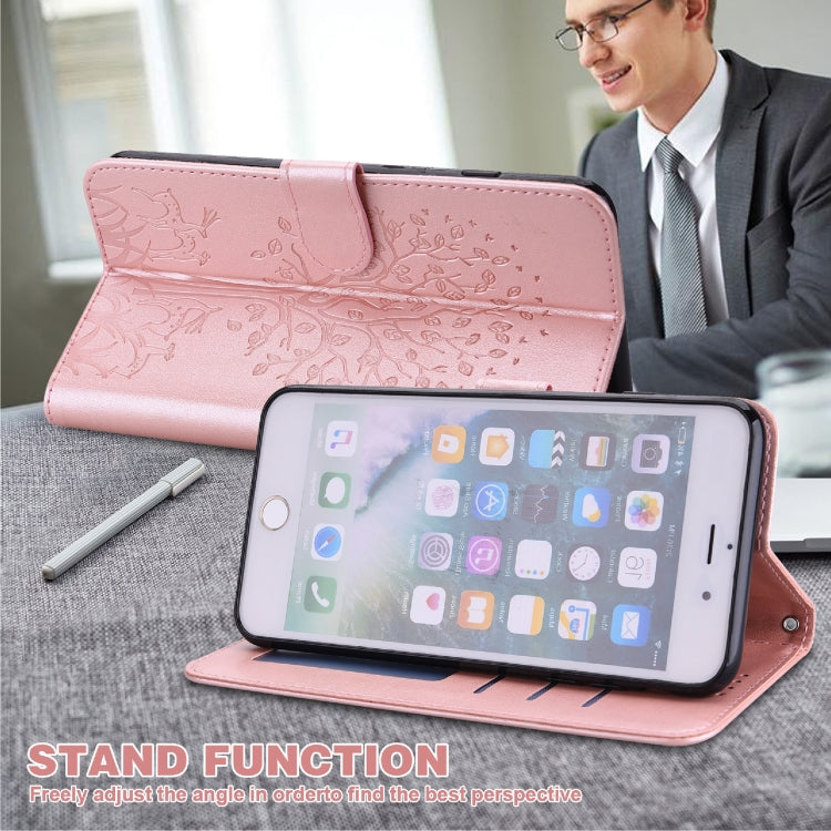 Tree & Deer Pattern Pressed Printing Horizontal Flip Leather Phone Case, For iPhone XS Max, For iPhone 7 / 8 / SE 2020 / SE 2022, For iPhone 11, For iPhone 11 Pro