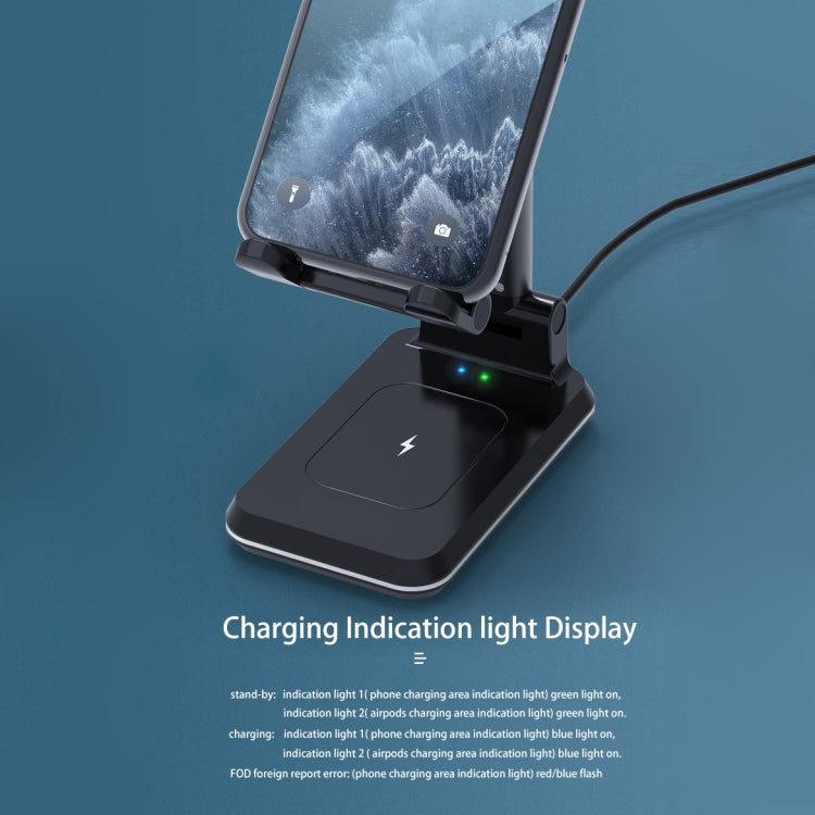T6 2 in 1 Portable Folding Stand Wireless Charging, Single Charge, Double Charge