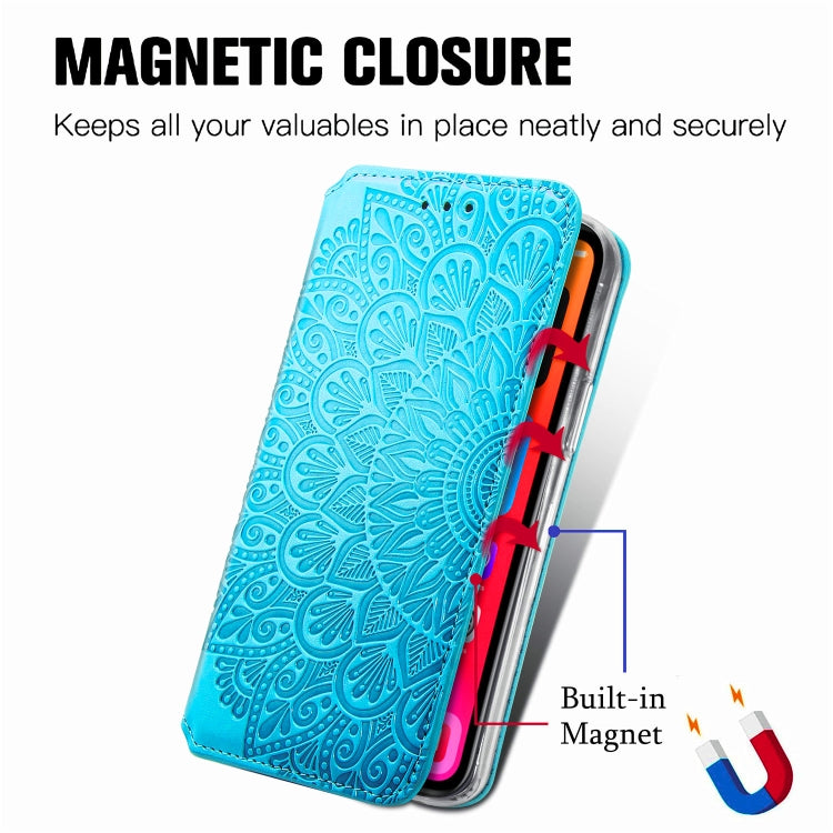 Blooming Mandala Embossed Pattern Magnetic Horizontal Flip Leather Case with Holder & Card Slots & Wallet, For iPhone 11