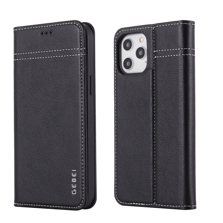GEBEI Top-grain Leather Horizontal Flip Protective Case with Holder & Card Slots, For iPhone 12 / 12 Pro, For iPhone 12 Pro Max