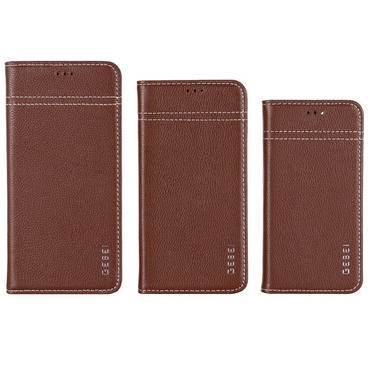 GEBEI Top-grain Leather Horizontal Flip Protective Case with Holder & Card Slots, For iPhone 12 / 12 Pro, For iPhone 12 Pro Max