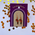 Green Christmas candy cane gold earrings