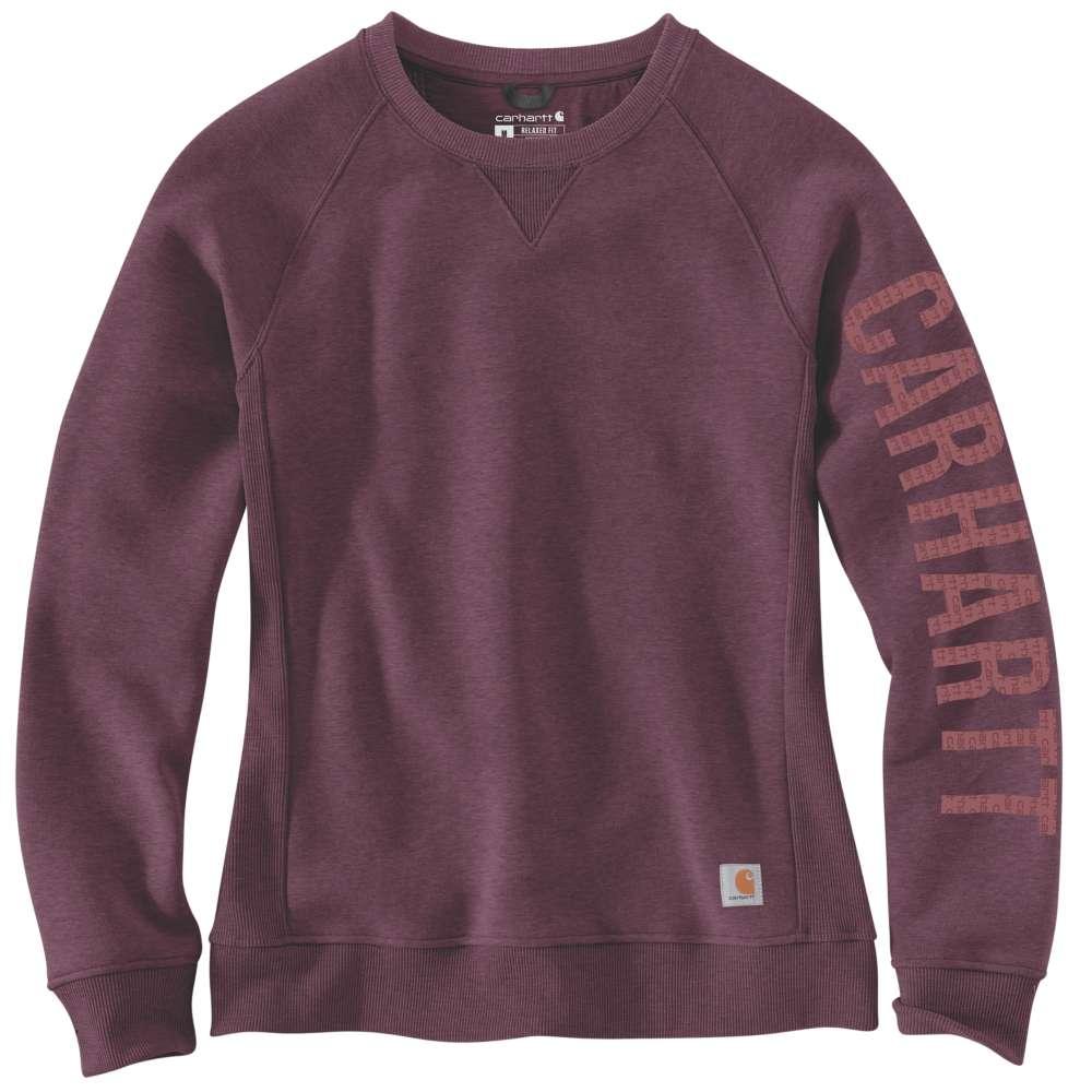 Carhartt 104410 Women's Relaxed Fit Midweight Crew Neck Logo Sweatshirt Fleece