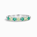 Emerald & Peridot Half Eternity Band in Sterling Silver