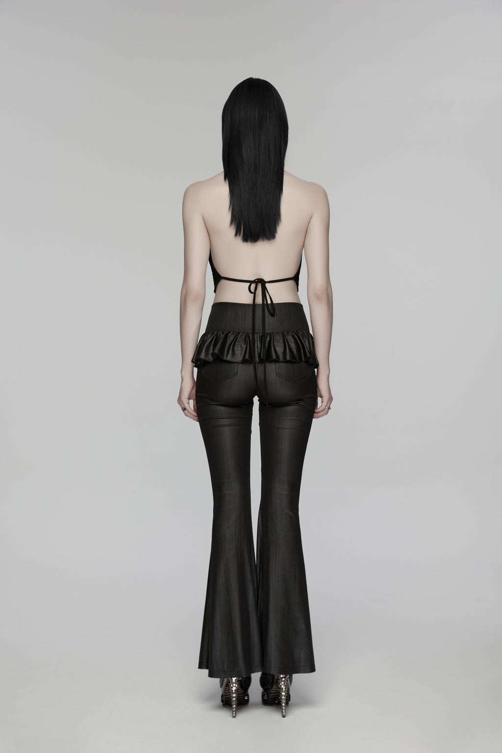Punk Rave Goth Camisole Top with Feature Embroidery and Tie Back
