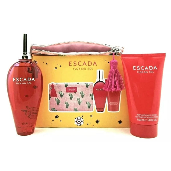 Escada Flor Del Sol Gift Set 50ml EDT + 50ml Body Lotion + Bag