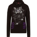 BRIGHT EYES - Large Hood Ripped Hoody Purple-Black
